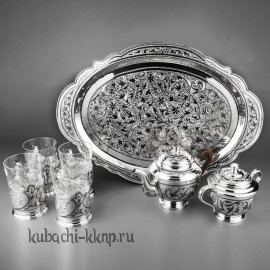 Чайный сервиз на 4 персоны из серебра - чср004