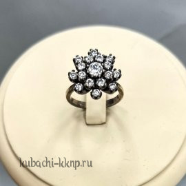 Кольцо нежное серебряное с фианитами Дама - Ag-к-22