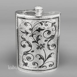 Большая серебряная фляга ручной работы 