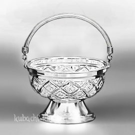 Серебряная конфетница - корзинка «Лазер» (малая) - кф016