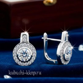 Серебряные серьги круглые с фианитами - яс26