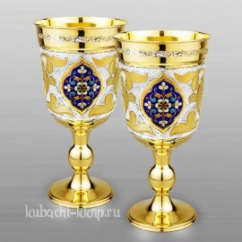 Набор серебряных бокалов с позолотой - ф131-2