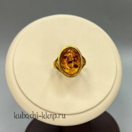 Кольцо Классика с искусственным янтарем - к224