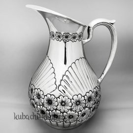 Большой серебряный кувшин для воды Ромашка - КВ00048