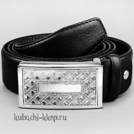Мужской ремень с серебряной пряжкой 