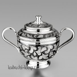 Серебряная сахарница с ручками, 550 мл - сх022