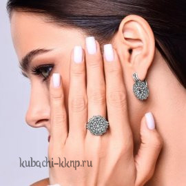 Кольцо серебряное с фианитами кубачи - к238м