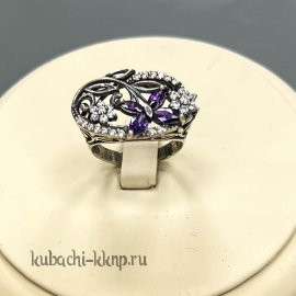 Серебряное кольцо с цветными фианитами Бабочка - Ag-к101