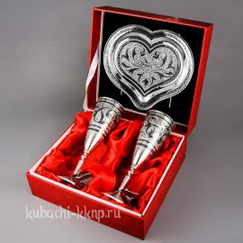 Набор серебряных фужеров на свадьбу - пн017