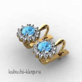 Золотые серьги с фианитами под топаз - 00046-2e