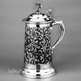 Большая пивная серебреная кружка «Мираж» - кр081