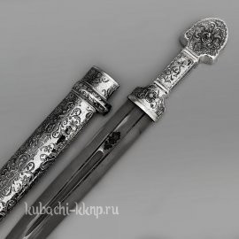 Серебряный кинжал с глубокой авторской гравировкой - кн43