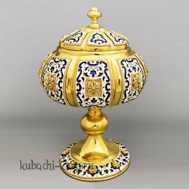 Серебряная сахарница с позолотой 