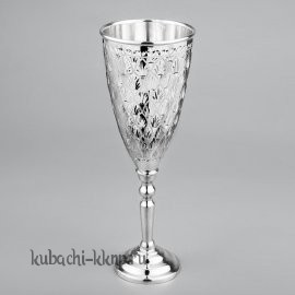 Серебряный бокал для шампанского на высокой ножке 
