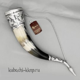 Рог с серебряными вставками 