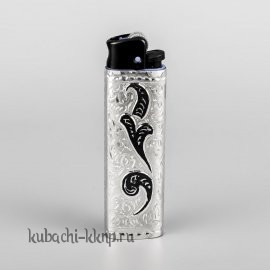 Футляр для зажигалки из серебра с орнаментом кубачи - заж07