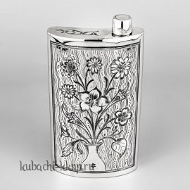 Серебряная фляга «Цветы» - фл051