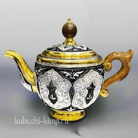 Серебряный чайник с позолотой - чн018з
