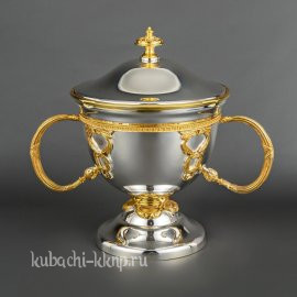 Серебряная сахарница с позолотой «Глянцевая» - сх027