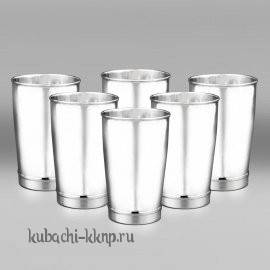 Серебряный набор из шести глянцевых стаканов - ст036-6