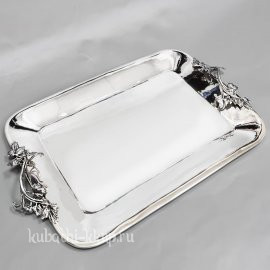 Серебряный поднос глянцевый - пдн056