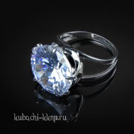 Серебряное кольцо с большим белым фианитом - к211