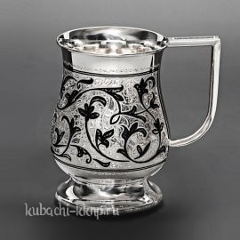 Кружка из серебра с красивым орнаментом, 465 мл - кр019