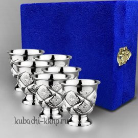 Набор из шести(6) серебряных стопок с лазерной гравировкой - стп039-6