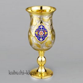 Серебряный фужер с позолотой и эмалью 