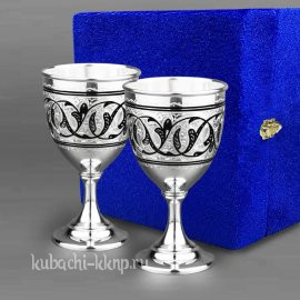 Набор из двух небольших серебряных бокалов для вина - бк023-2