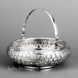 Серебряная конфетница «Виноград» - кф128