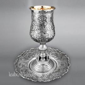Серебряный бокал с подносом для кидуша - бк-кид