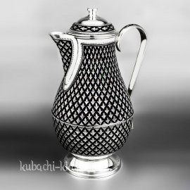 Кувшин из серебрас черненым орнаментом и кубачинской гравировкой, 1,5 л - кв069