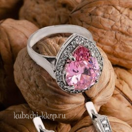 Кольцо с розовым камнем - Ag-к76р