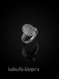Серебряное кольцо кубачи с фианитами  