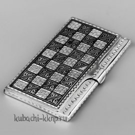 Серебряная визитница «Шахматная» - vzt024