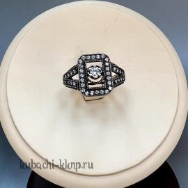 Геометрическое женское кольцо Выдумка с фианитами из серебра 925 пробы - Ag-к86