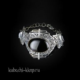 Серебряный браслет кубачи 925 филигрань агат купить - бр1009