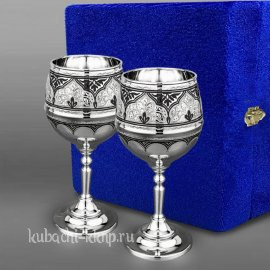 Набор статных серебряных бокалов для вина  - ф041-2