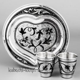 Серебряный стопки на сердечке - нс06