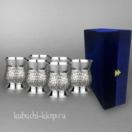 Набор больших серебряных стаканов с виноградом - ст57-6
