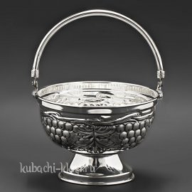 Серебряная конфетница - корзинка «Виноград» из серебра - кф0025