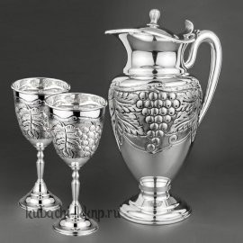Серебряный набор - кувшин и бокалы 
