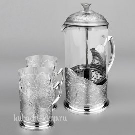 Чайный серебряный набор на две персоны 
