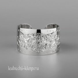 Широкий кубачинский браслет из серебра - бр201