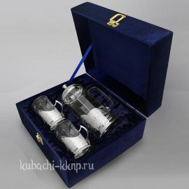 Чайный серебряный набор на две персоны 