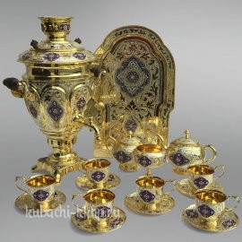 Самовар и набор чайный из серебра - см017