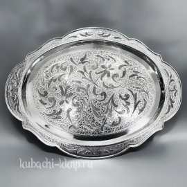 Серебряный поднос без чернения - пдн021
