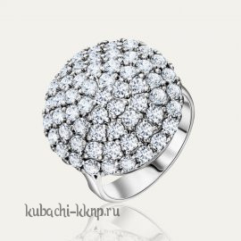 Кольцо кубачи с фианитами Большая Луна - к239