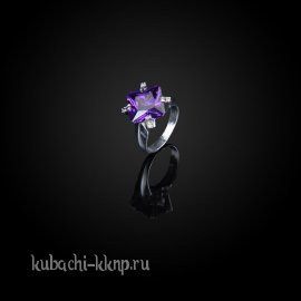 Серебряное кольцо Кубачи с фианитами под аметист - к809